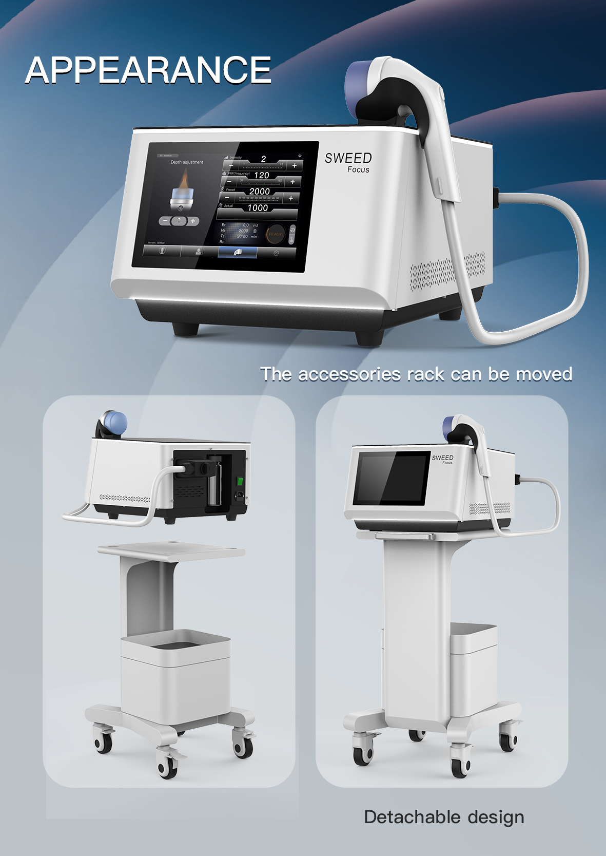Portable Non Invasive Electromagnetic ESWT Rehabilitation Focused Shockwave Therapy Machine