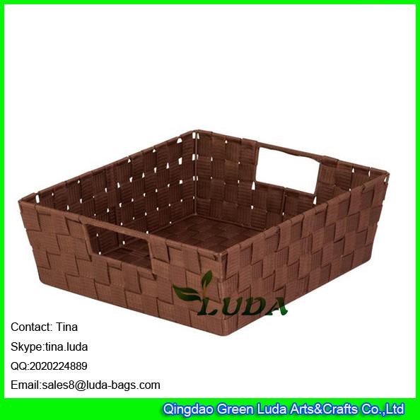 LDKZ-020 fashion home storage box pp yarn woven tray shelf with eyelets