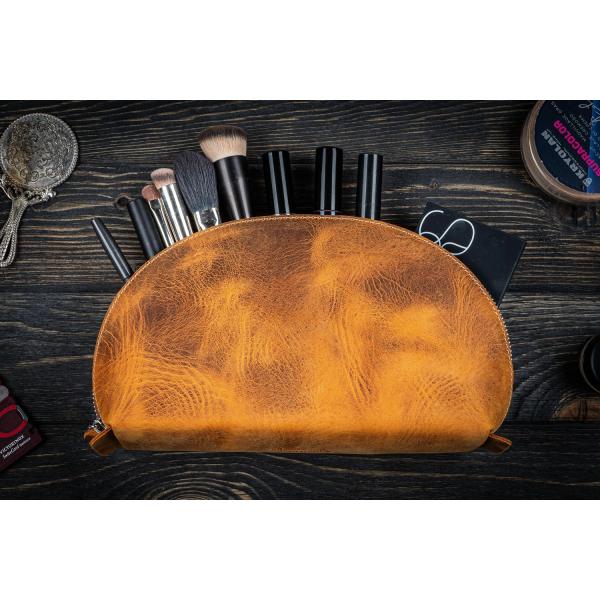 Manufacturers Customize Factory Supply Tree Paste Leather High-End Cosmetic Bag First Layer Cowhide Large Capacity Cosmetic Storage Bag MAKEUP BAG