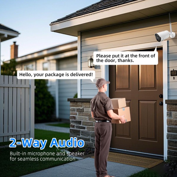 5MP Outdoor WiFi Security Camera, Eseecloud APP Remote Viewing, IP66 Weatherproof, Smart Motion Detection, Built-in Siren & Microphone, Dual Mode Night Vision Home Surveillance Camera
