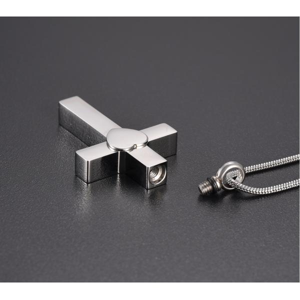 Stainless Steel Memorial Ash Funeral Casket Jewelry Cross Ash Holder Pendant Necklace