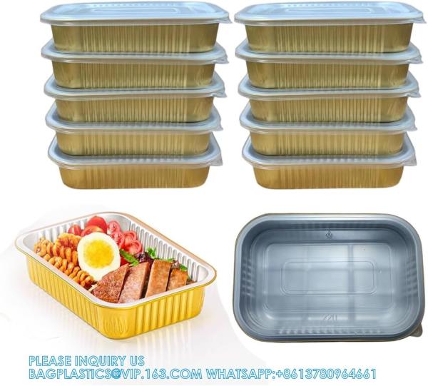Aluminum Foil Pans With Lids 10pack Heavy Duty 2LB Foil Pan 8.5×6 Disposable, Microwave & Oven Safe Cooking
