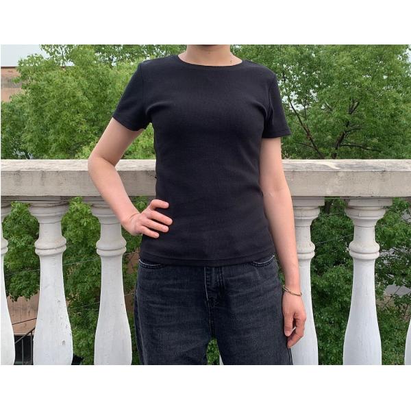 Plain Dyed Cotton Spandex 2*2 Rib Women's T-shirts with Modern and Basic Style Design