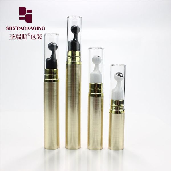 Luxury Plastic 5ml 10ml 12ml 15ml Eye Gel Cream With Metal Ball Airless Plastic Bottle Roller Cosmetic Packaging