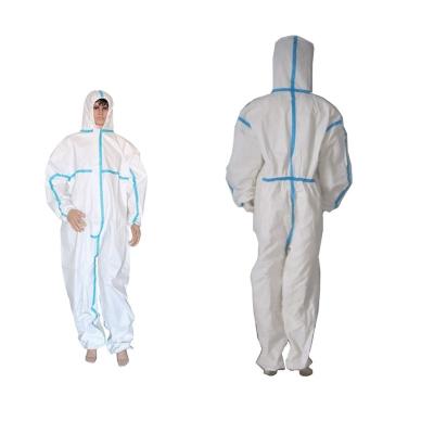 Breathable Disposable Protective Coverall In PP SMS Microporous Fabric Zipper Front