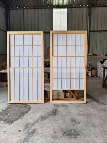 Plaid Wood Door Translucent Japanese Sliding Shoji Paper Screen Door Washi Paper Classic Room Divider Solid Wood