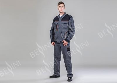 Comfortable Heavy Duty Work Suit Jacket Pants Suit Black And Gray Contrast Colors