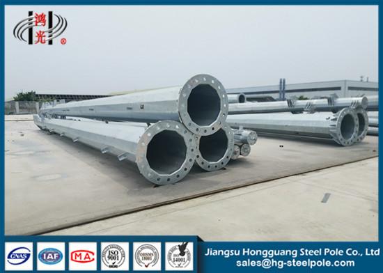 Hot Dip Galvanized Steel Tapered Electrical Power Pole Q345 For Transmission Line