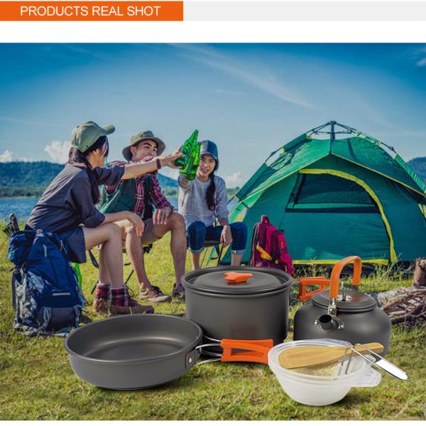 Трудный Cookware алюминиевого сплава портативный установил для 2-3 людей