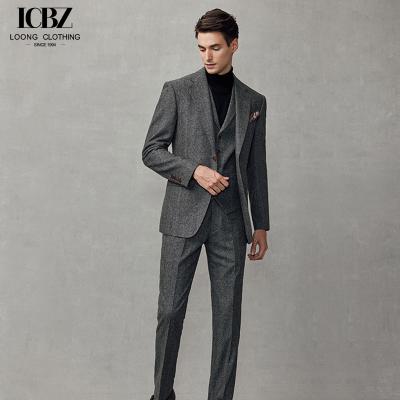 Logo Suit for Men Slim Fit End Gray Wool/Silk Business Casual Formal Wedding Dress Jacket