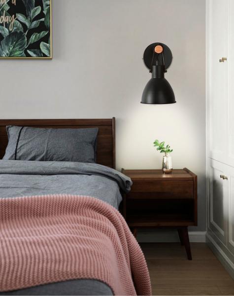 Industrial Retro Black Lampshade plug in wall light (WH-VR-15)