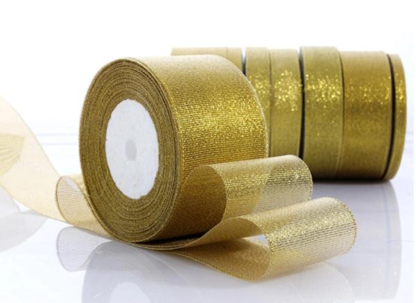 Metallic Gold And Silver Ribbon For Embellishing Favor Boxes / Gifting Bags