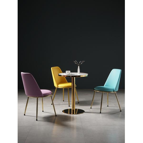 Outdoor Gold Metal Frame Dining Chairs Minimalist North European Style Dining Set Comfortable