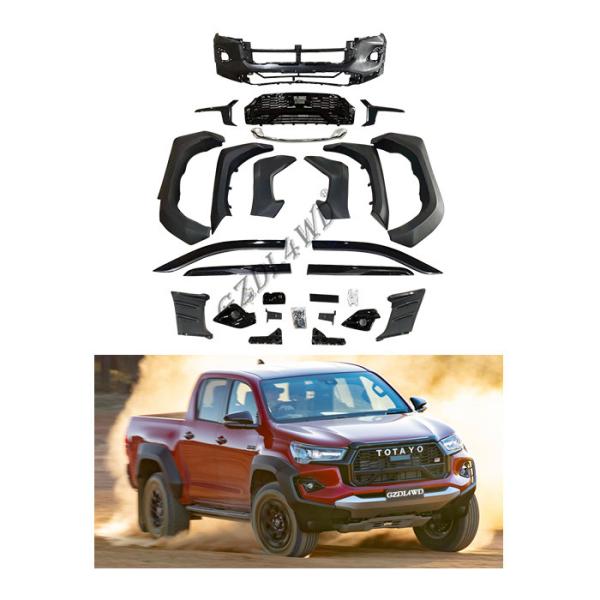 Наборы бампера гриля наборов тела GZDL4WD 4x4 спереди и сзади на Hilux 15-21 доработали к спорту 2021+ Gr со светом
