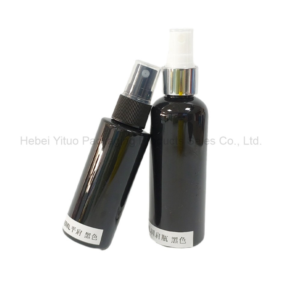 Black Cosmetic Spray Bottle Plastic Body Material Discharge Rate Designed for Cosmetic and Packaging