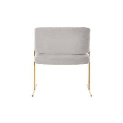 Home furniture metal tube brass golden base with grey velvet fabric Copenhagen Dining Chair