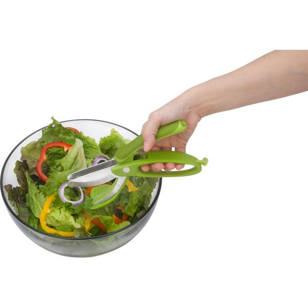 Stocked Salad Scissors With PP TPR Handle Green Vegetable Chopper for Salad Cutting