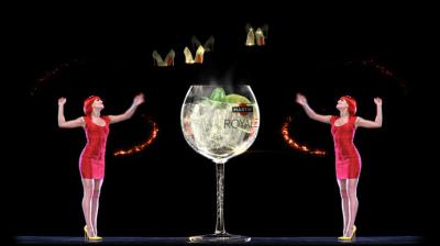Projeção holográfica holográfica da tela 3D de Digitas para a mostra do holograma 3D