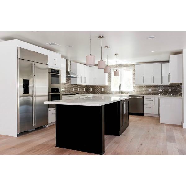 Flat Design Modern Kitchen Cabinet Doors With Pvc Film / Melamine Laminating