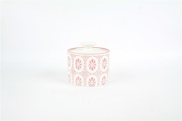 12oz Ceramic Sugar Jar , Tea And Sugar Containers With Lid For Serving Tea / Coffee