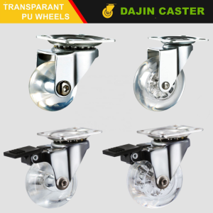 2-Inch 3-Inch and 4-Inch 100 mm Clear Swivel Brake Caster Wheels Made of Silicone for Office Chairs Cabinets and Furniture