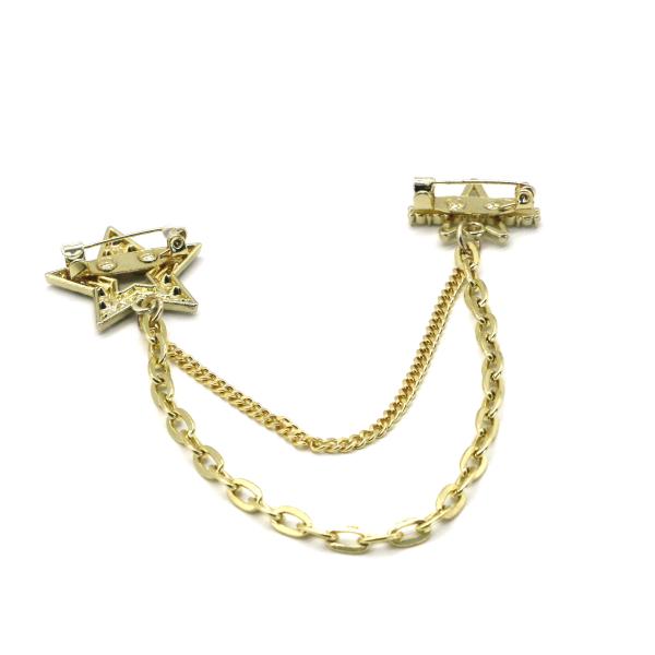 Hollow Shirt Collar Pin Chain Pentagonal Stars Inlaid Crystal Diamond