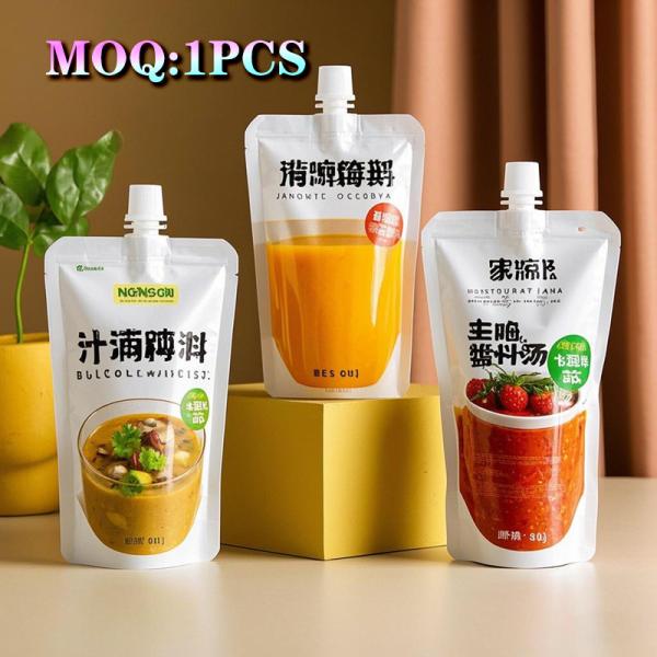 In Stock 30ml 50ml 100ml Spout Bags For Liquid , Gel , Milk , Beverage And Juice