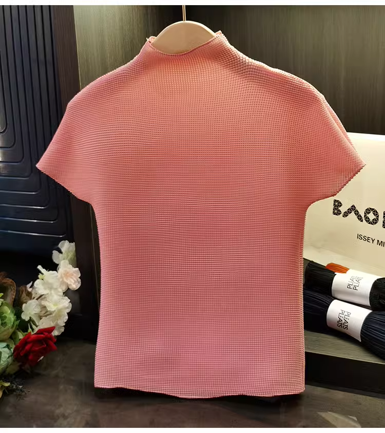 Classic Stretch Fabric Comfortable Breathable Small Stand Collar Corn T-shirt Short Sleeve Women's Clothing Women's t Dress