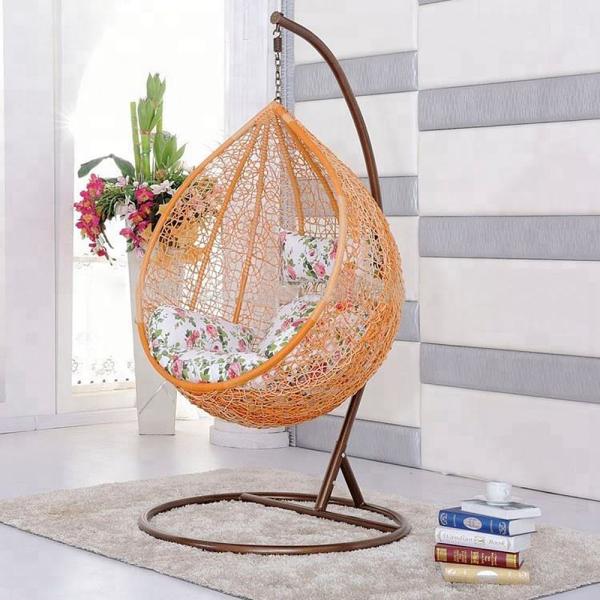 Indoor and Outdoor Farmhouse Water Shaped Swing Chair with Customizable Cushion Color