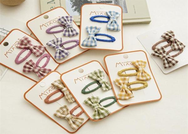 Fabric bow plaid hairpin accessories DIY INS girls baby  women's BB hairpin spot wholesale