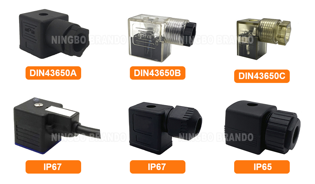 DIN43650 Connector PG11 2P+E DIN43650A Соленоидный клапан соединителя с светодиодным светом IP65 AC DC