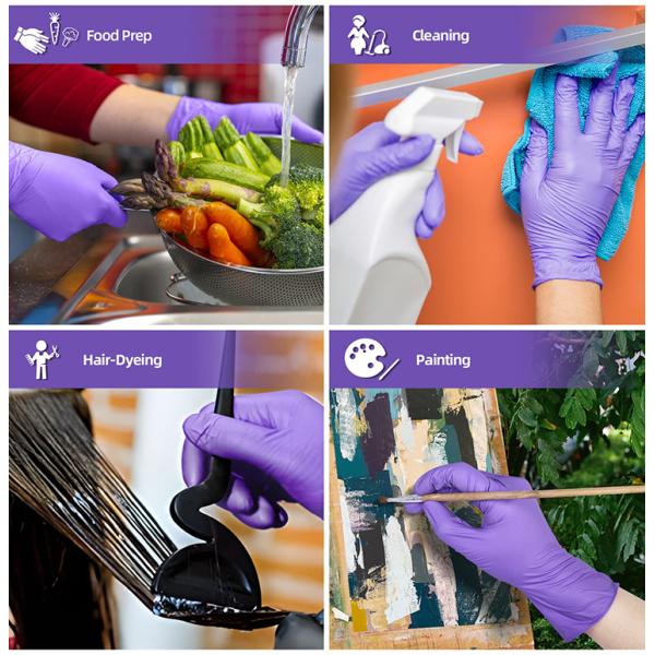 Пурпур порошок 5 перчаток нитрила Mil медицинских большой длинный резиновый свободный делает водостойким