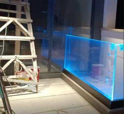 U Channel Aluminum Glass Balustrade With LED Light For Outdoor Balcony