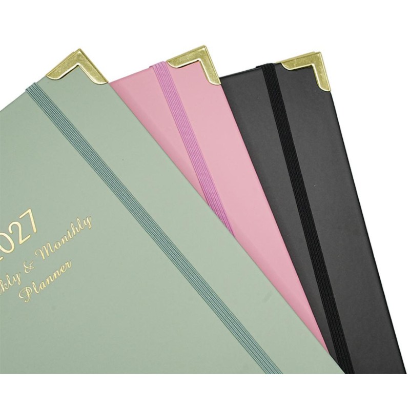 A5 Gold Spiral Bound Leather Daily Planner Refillable Task Management Journal Notebook
