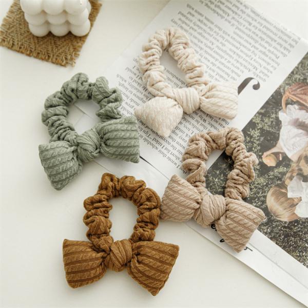 PP cotton colorful filled bow baby girl hair bands scrunchie wool headwear Women's elastic headband accessories