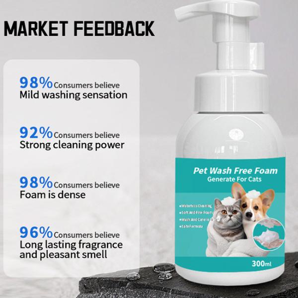 Nettoyage à sec pour animaux de compagnie Pas de lavage mousse gel de douche pour chiens Shampooing de qualité spéciale garantie