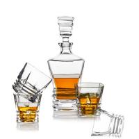 Crystal Whiskey Decanter And Glass sans plomb a placé l'ensemble de décanteur de whiskey de cru