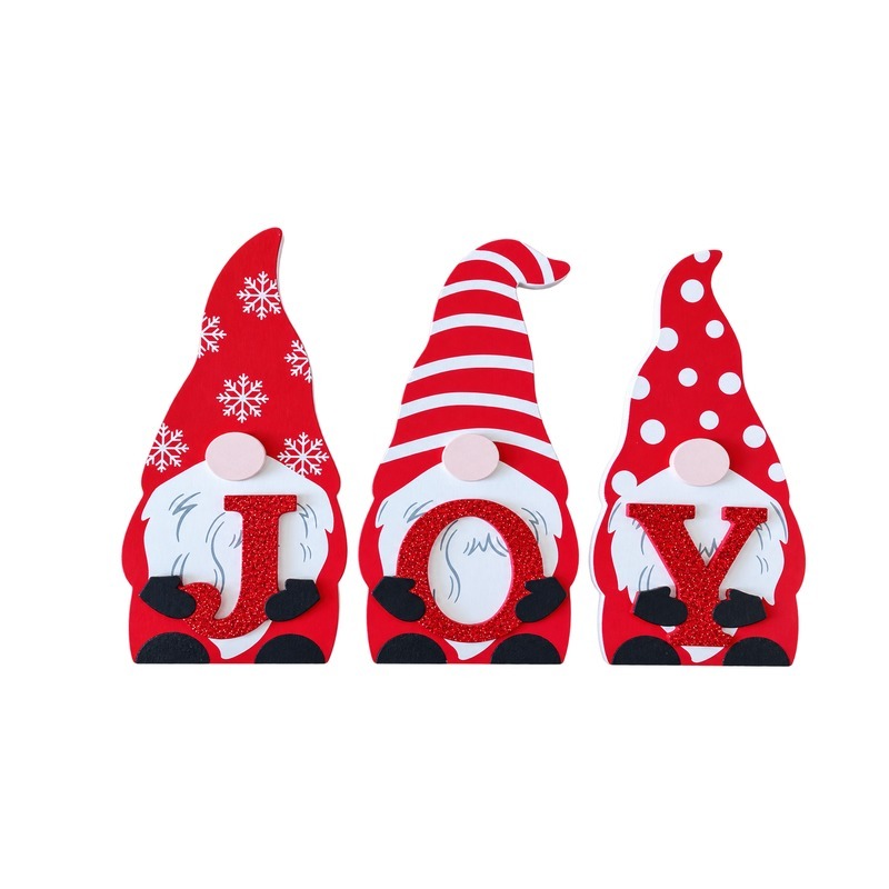 Custom Red Gnome Trio JOY Christmas Sign with OEM/ODM Customization for Wholesale Festive Decor