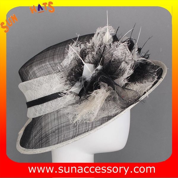 Elegant fancy Church sinamay hats for ladies ,Sinamay mid brim church hat