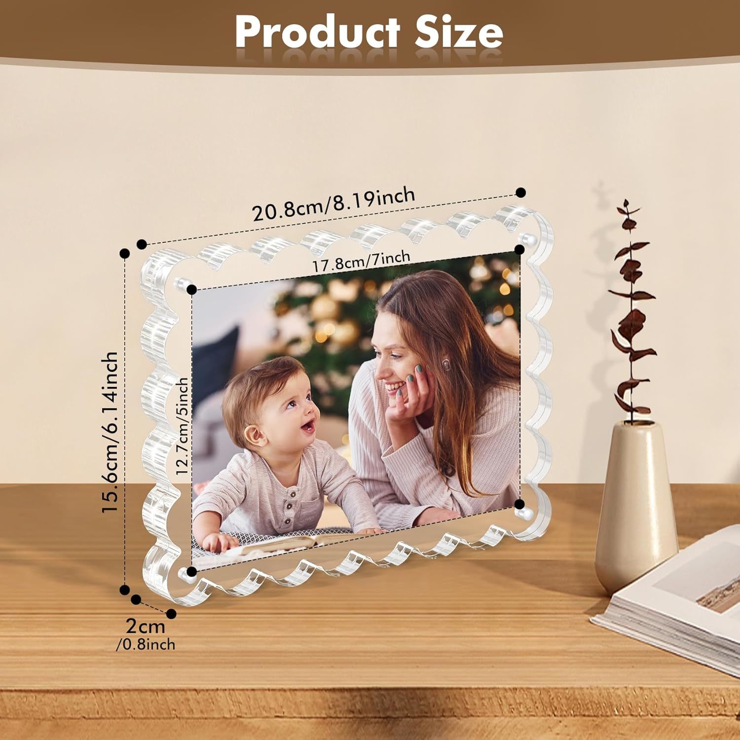 Freestanding Desktop Display Magnetic Photo Frame with UV-Resistant Acrylic and Dual-Sided Viewing