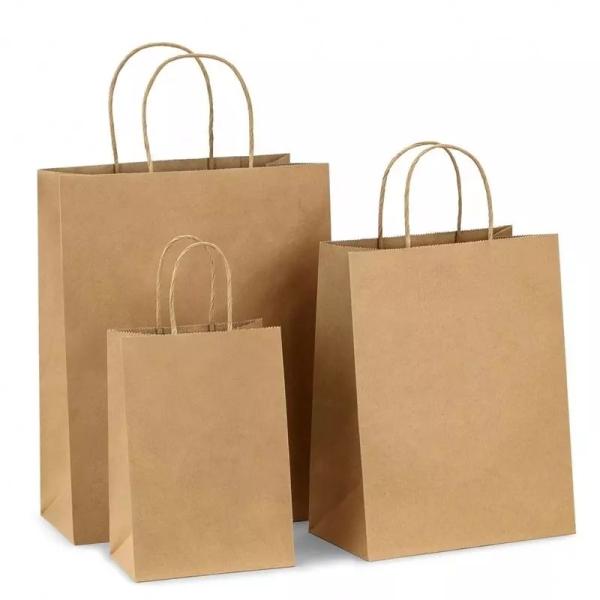 Heat Seal Takeaway Printed Paper Carrier Bags Matt Lamination Recyclable