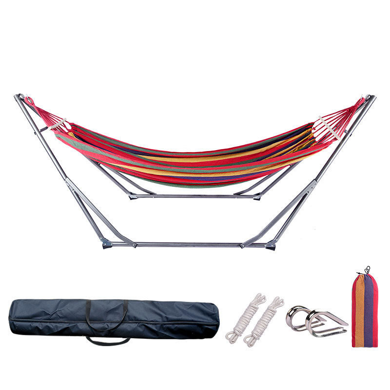 Outdoor Furniture Foldable Double Hammock with Stand Adjustable and Portable Cotton Hammock