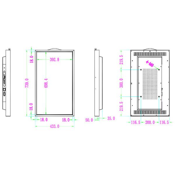 Держатель стены панели окна Lcd дисплей 1920x1080 3500nits Signage 32 цифров дюйма