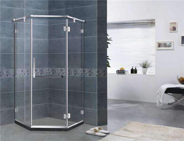 Mirror Color Diamond Glass Shower Enclosures Frameless With Stainless Steel Support Bar