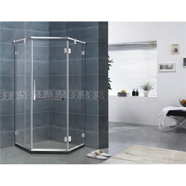 Mirror Color Diamond Glass Shower Enclosures Frameless With Stainless Steel Support Bar