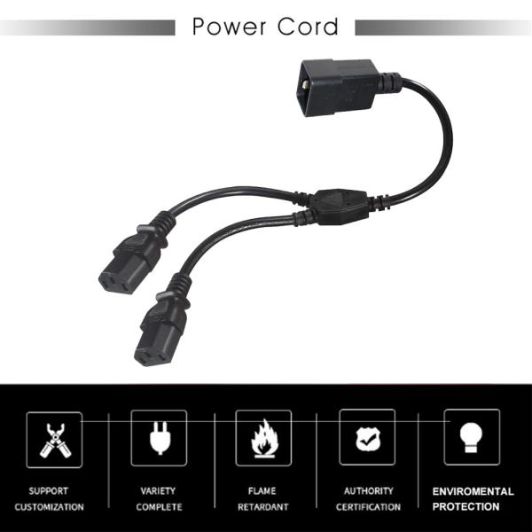C20 - デュアル C13 電源スプリッターケーブル 6フィート 250V ブラック PVC
