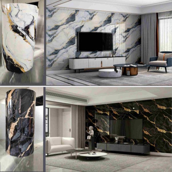 High Gloss Marble Effect PVC Laminate Film Custom Thickness for Architectural Surface