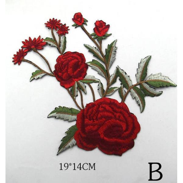 Полиэстер вышил утюгу на Аппликес заплат с см цветка 19*14 бутика розовым