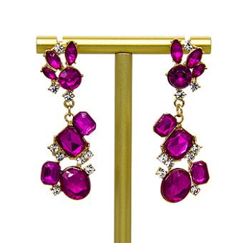 Chunky Stainless Steel Gold Clip em senhoras Opal Earrings vermelho dos brincos