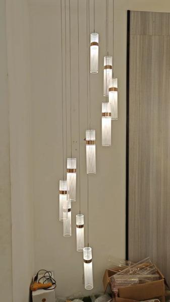 Duplex Long Chandelier Staircase Fashion Light Luxury Simple Postmodern Creative Rotating Loft Art Hollow Living Room Light